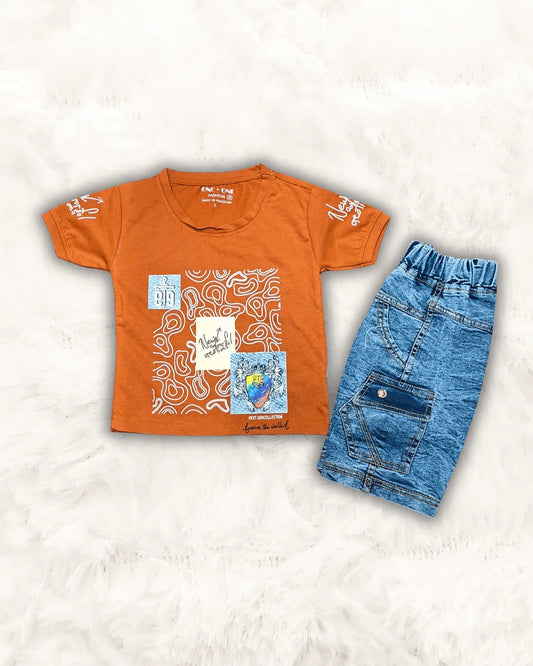 919 Shirt with Denim Short Imported (TTBOY-06)