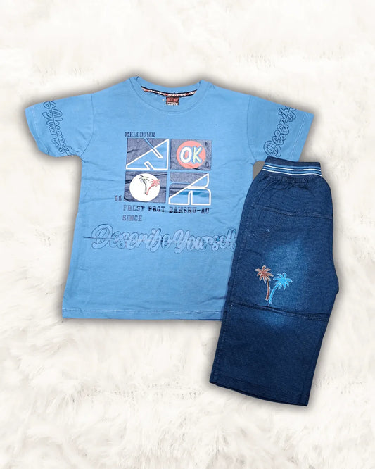 OK Shirt with Denim Short Imported (TTKBOY-02)