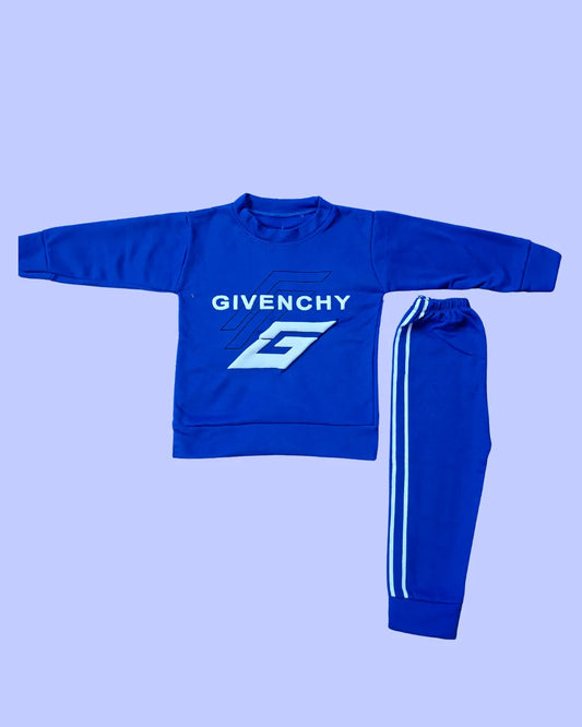 Blue Givenchy tracksuit on a light blue background