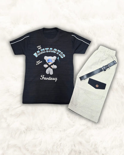 Teddy Shirt with Soft Short & Belt Imported (TTKBOY-08)