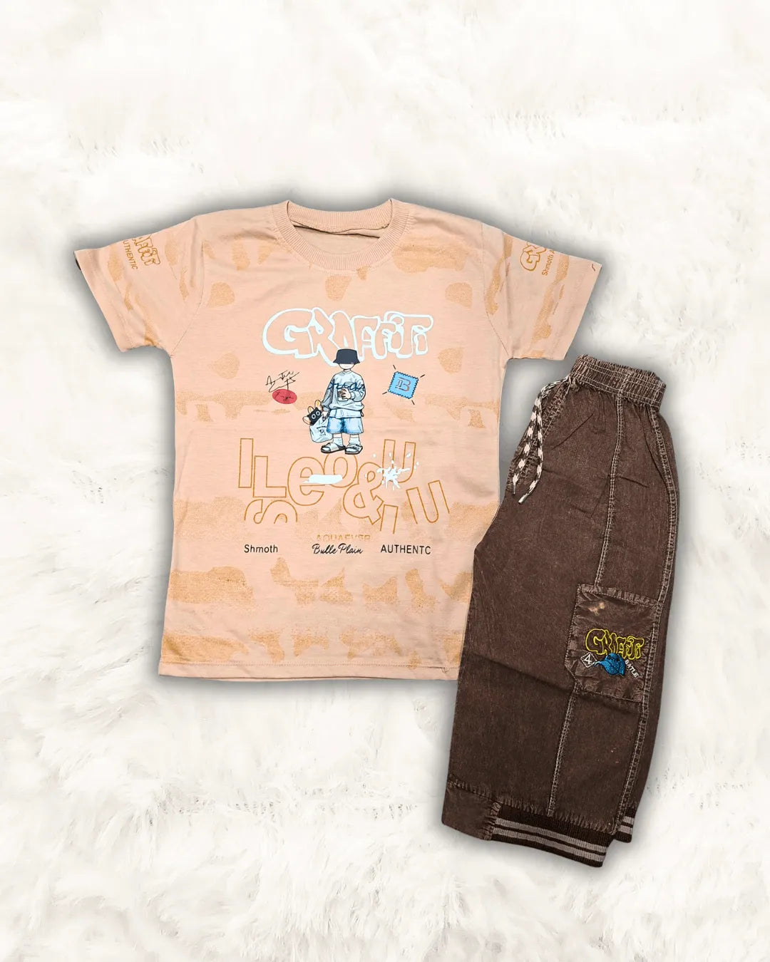 Graffiti Shirt with Denim Short Imported (TTKBOY-03)