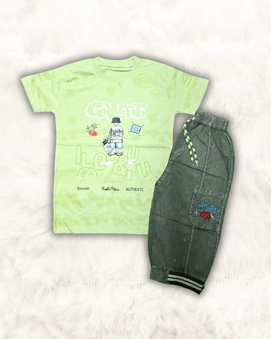 Graffiti Shirt with Denim Short Imported (TTKBOY-03)
