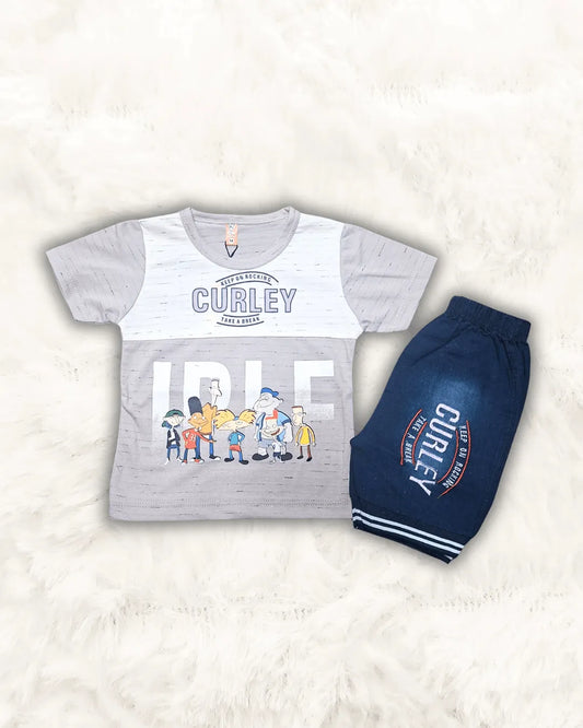 CURLEY Shirt with Denim Short Imported (TTBOY-11)