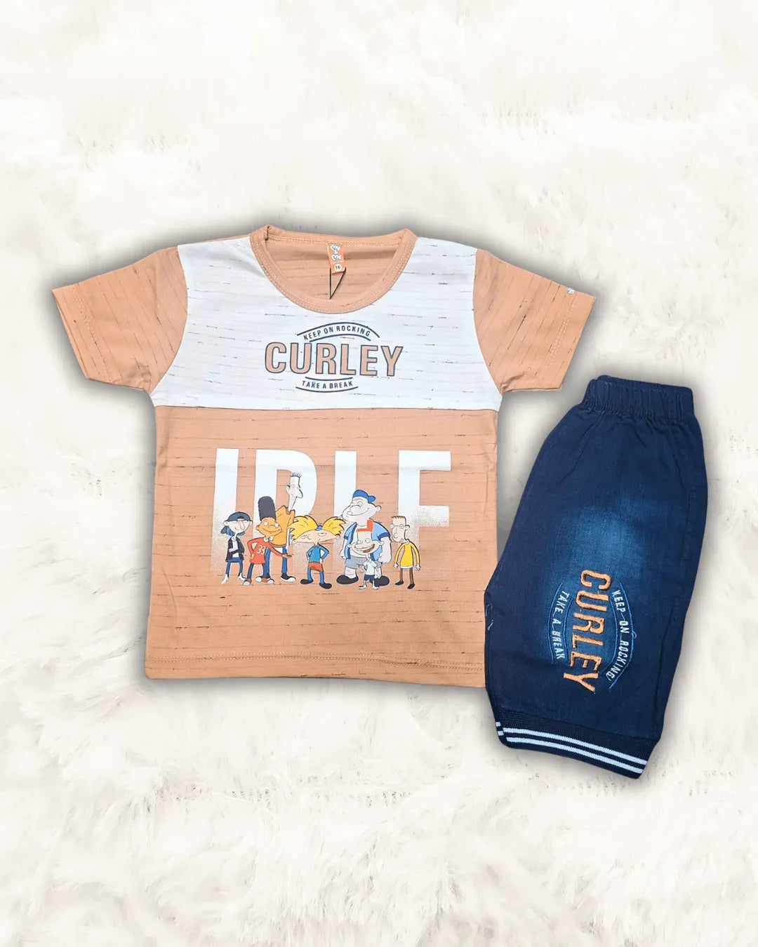 CURLEY Shirt with Denim Short Imported (TTBOY-11)