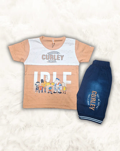 CURLEY Shirt with Denim Short Imported (TTBOY-11)