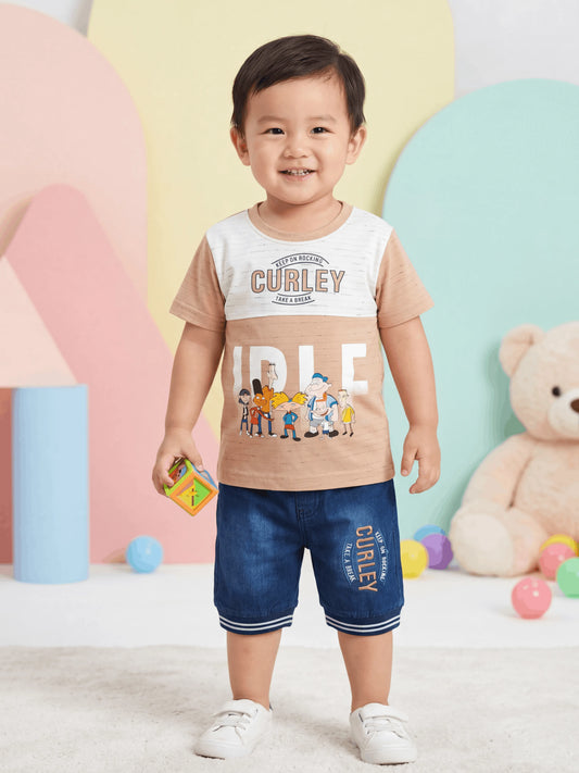 CURLEY Shirt with Denim Short Imported (TTBOY-11)