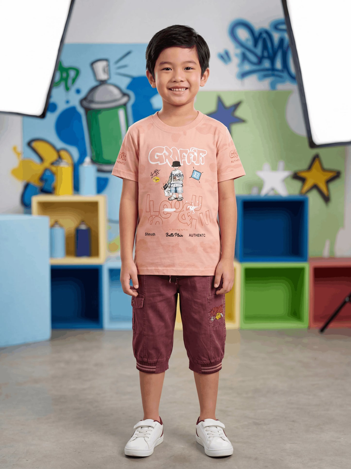 Graffiti Shirt with Denim Short Imported (TTKBOY-03)