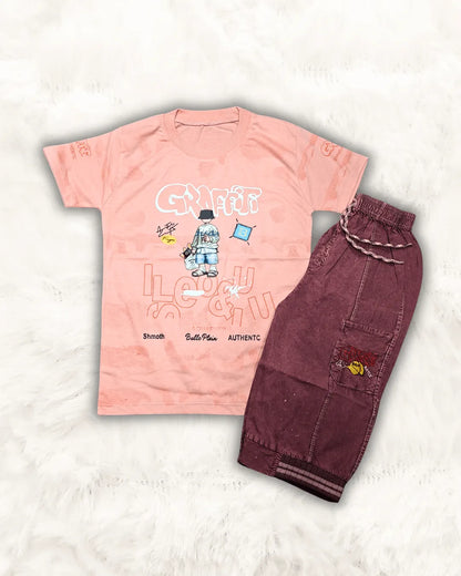 Graffiti Shirt with Denim Short Imported (TTKBOY-03)