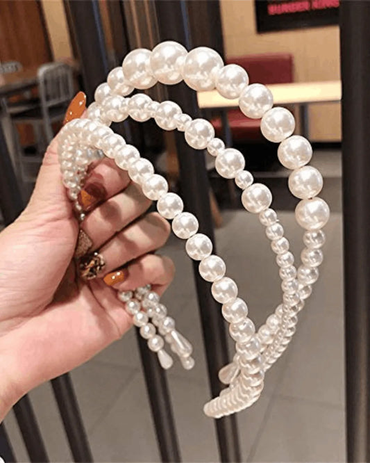 White Faux Pearl Hairband 1Pcs (TTASS-18)