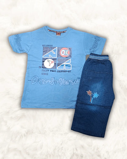 OK Shirt with Denim Short Imported (TTKBOY-02)