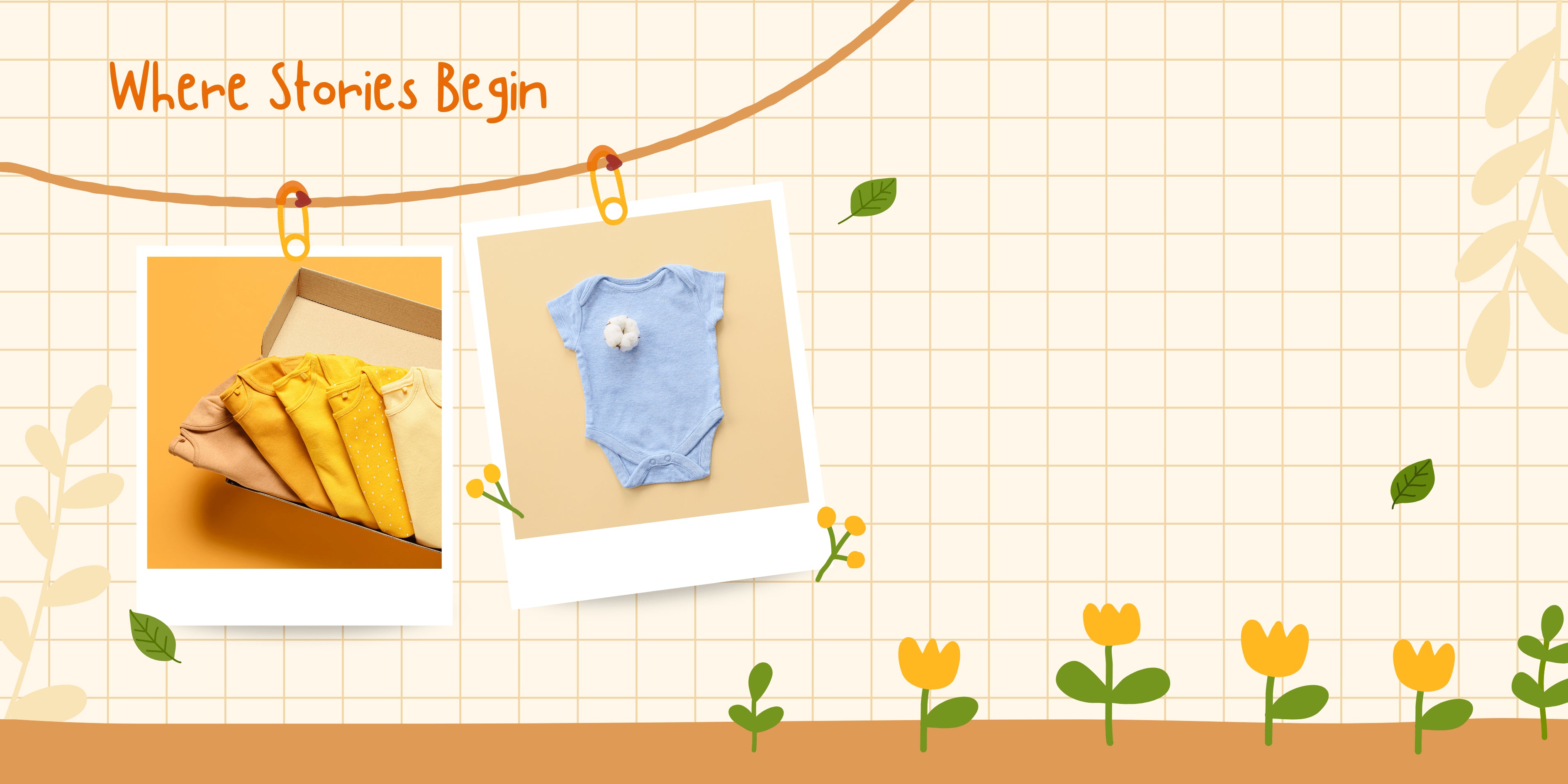 Illustration of a baby shower invitation with a baby onesie and yellow pants on a clothesline, Tiny Tales baby clothing, Organic baby clothes Pakistan, Premium baby wear, Soft cotton baby rompers, Newborn and toddler outfits, Baby dresses and essentials, Eco-friendly baby fashion, Cute baby clothes online, Safe baby clothing brand, Tiny Tales baby shop